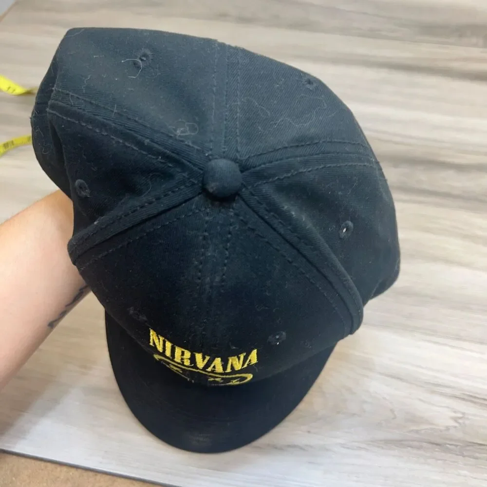 Nirvana Snapback Hat Cap‎ Black Smiley Face Logo Rock/Punk  Music Baseball Cap
